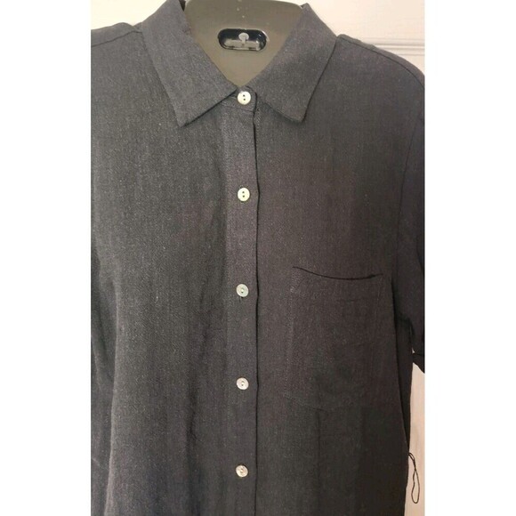Karen  Kane Shirt Dress Size XS Black Linen Blend Button Down Cuffed Sleeves - Picture 5 of 8